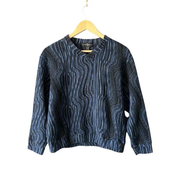 Vintage Jhane Barnes Abstract Textured V Neck Wool Blend Grandpa Sweater Size XL - Picture 1 of 7